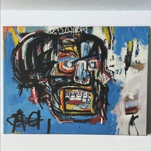 Abstract Skull Art Canvas in Blue and Black